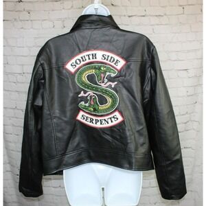 Riverdale South Side Serpents Faux Leather Jacket Women's Size 2 Small Black EUC